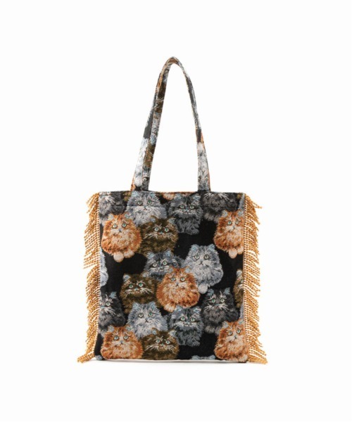 Casselini（キャセリーニ）の「Casselini(キャセリーニ)ネコジャガードトート（トートバッグ・レディース・ブラック/アイボリー・FREE）」の10枚目の写真