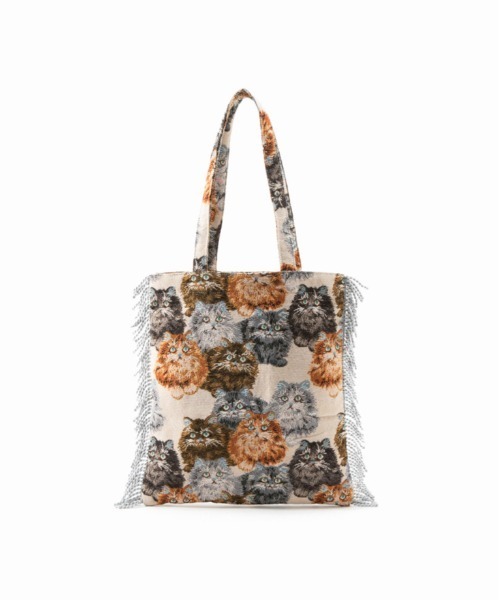 Casselini（キャセリーニ）の「Casselini(キャセリーニ)ネコジャガードトート（トートバッグ・レディース・ブラック/アイボリー・FREE）」の7枚目の写真