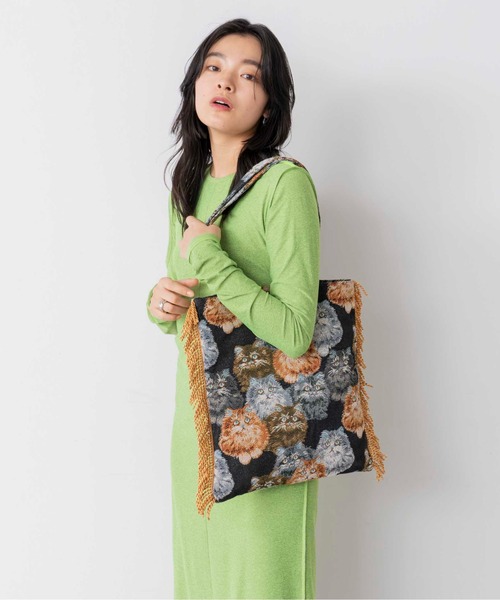 Casselini（キャセリーニ）の「Casselini(キャセリーニ)ネコジャガードトート（トートバッグ・レディース・ブラック/アイボリー・FREE）」の13枚目の写真