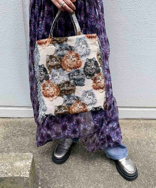 Casselini（キャセリーニ）の「Casselini(キャセリーニ)ネコジャガードトート（トートバッグ・レディース・ブラック/アイボリー・FREE）」の20枚目の写真