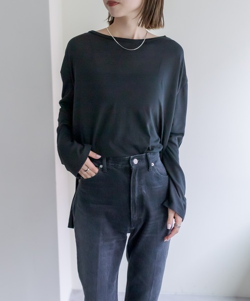 mystic（ミスティック）の「シアーロングTシャツ（Tシャツ/カットソー・レディース・ブラック/オフホワイト/イエロー・FREE）」の10枚目の写真