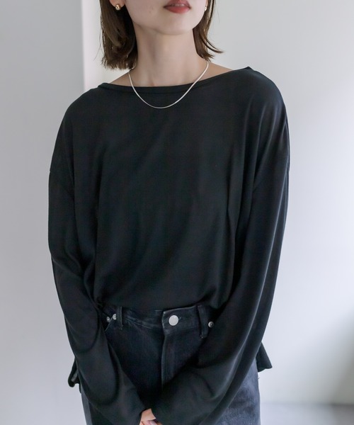 mystic（ミスティック）の「シアーロングTシャツ（Tシャツ/カットソー・レディース・ブラック/オフホワイト/イエロー・FREE）」の13枚目の写真