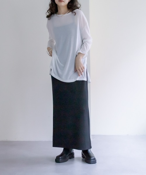 mystic（ミスティック）の「シアーロングTシャツ（Tシャツ/カットソー・レディース・ブラック/オフホワイト/イエロー・FREE）」の14枚目の写真