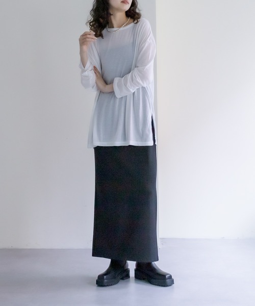 mystic（ミスティック）の「シアーロングTシャツ（Tシャツ/カットソー・レディース・ブラック/オフホワイト/イエロー・FREE）」の17枚目の写真