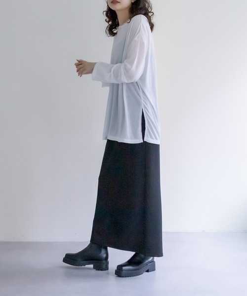 mystic（ミスティック）の「シアーロングTシャツ（Tシャツ/カットソー・レディース・ブラック/オフホワイト/イエロー・FREE）」の8枚目の写真
