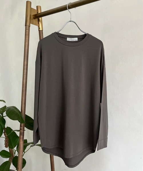 prose verse(プロズヴェール)の「シルケット長袖ロンT(Tシャツ/カットソー・レディース・チャコールグレー/オフホワイト/モカ・MEDIUM)」の3枚目の写真