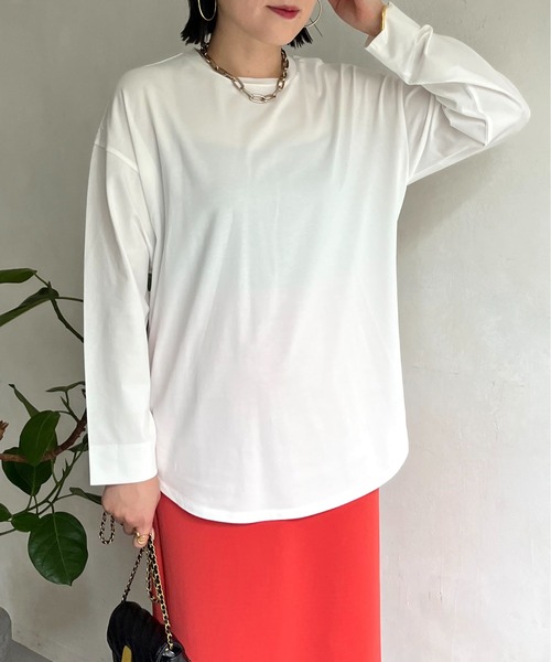 prose verse(プロズヴェール)の「シルケット長袖ロンT(Tシャツ/カットソー・レディース・チャコールグレー/オフホワイト/モカ・MEDIUM)」の7枚目の写真