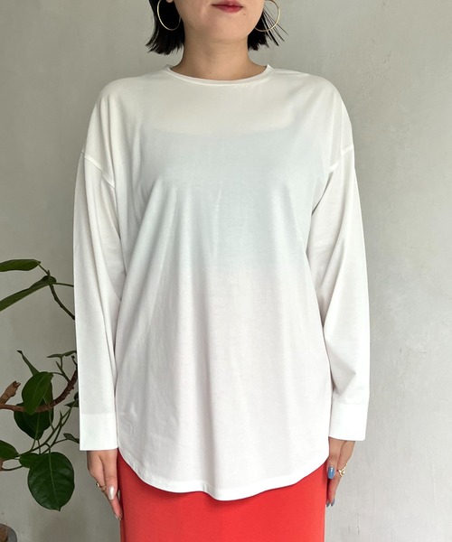 prose verse(プロズヴェール)の「シルケット長袖ロンT(Tシャツ/カットソー・レディース・チャコールグレー/オフホワイト/モカ・MEDIUM)」の13枚目の写真