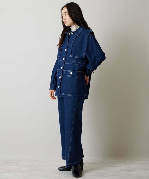 A de a.v.v（アードアー・ヴェ・ヴェ）の「［SET UP対応］ストレートデニムパンツ（デニムパンツ・レディース・ブラック/ネイビー・38/36）」の4枚目の写真