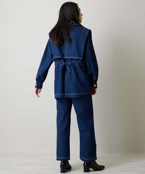 A de a.v.v（アードアー・ヴェ・ヴェ）の「［SET UP対応］ストレートデニムパンツ（デニムパンツ・レディース・ブラック/ネイビー・38/36）」の5枚目の写真