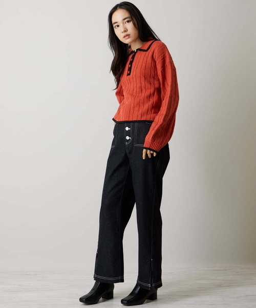 A de a.v.v（アードアー・ヴェ・ヴェ）の「［SET UP対応］ストレートデニムパンツ（デニムパンツ・レディース・ブラック/ネイビー・38/36）」の7枚目の写真