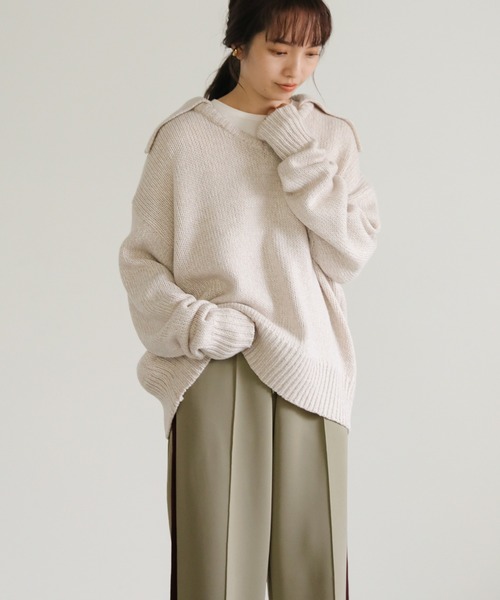 select MOCA（セレクトモカ）の「リラックスライン裾スリットパンツ（その他パンツ・レディース・ブラック/カーキ/ネイビー・FREE）」の15枚目の写真