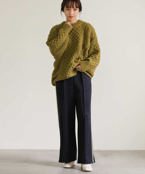 select MOCA（セレクトモカ）の「リラックスライン裾スリットパンツ（その他パンツ・レディース・ブラック/カーキ/ネイビー・FREE）」の20枚目の写真