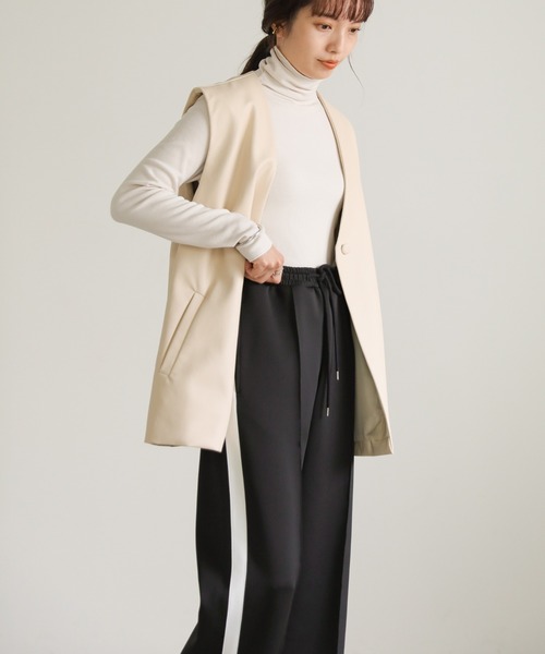 select MOCA（セレクトモカ）の「リラックスライン裾スリットパンツ（その他パンツ・レディース・ブラック/カーキ/ネイビー・FREE）」の9枚目の写真