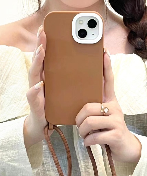 セール】ブラウン ショルダーストラップ付き スマホケース セール】ブラウン ショルダーストラップ付き スマホケース