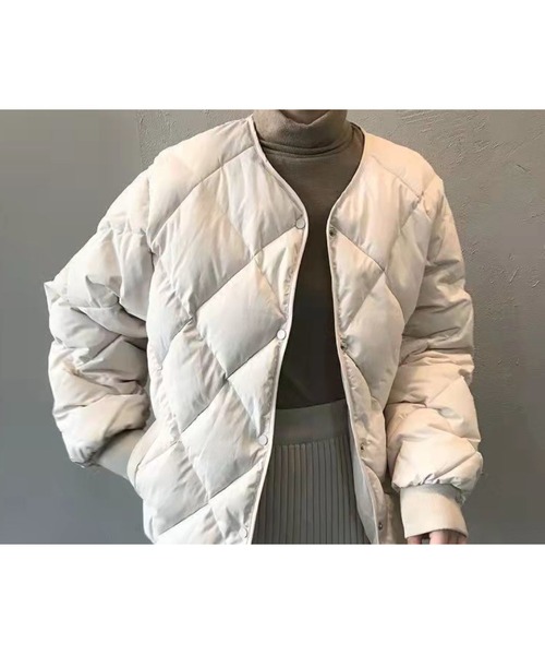 Sakka（サッカ）の「ノーカラーキルトハーフ丈ジャケット（ノーカラージャケット・レディース・ブラウン/オフホワイト/ブラック・M/L/X-LARGE/XX-LARGE）」の9枚目の写真