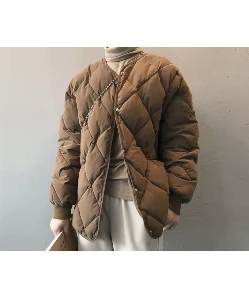 Sakka（サッカ）の「ノーカラーキルトハーフ丈ジャケット（ノーカラージャケット・レディース・ブラウン/オフホワイト/ブラック・M/L/X-LARGE/XX-LARGE）」の10枚目の写真