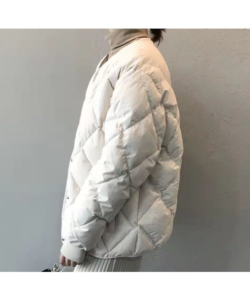Sakka（サッカ）の「ノーカラーキルトハーフ丈ジャケット（ノーカラージャケット・レディース・ブラウン/オフホワイト/ブラック・M/L/X-LARGE/XX-LARGE）」の11枚目の写真