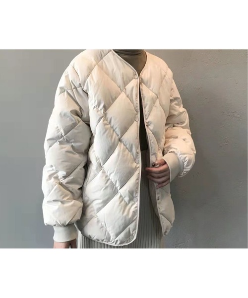 Sakka（サッカ）の「ノーカラーキルトハーフ丈ジャケット（ノーカラージャケット・レディース・ブラウン/オフホワイト/ブラック・M/L/X-LARGE/XX-LARGE）」の12枚目の写真