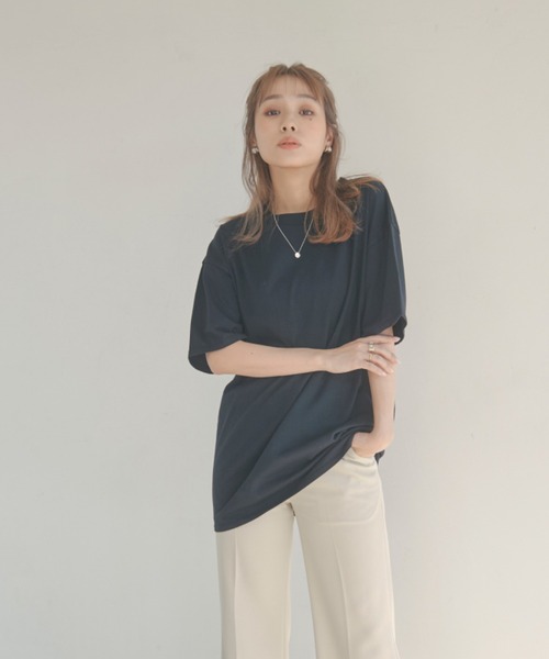 N WITH.（エヌウィズ）の「オーバーレシートTシャツ（Tシャツ/カットソー・レディース・ブラック/ホワイト・FREE）」の4枚目の写真