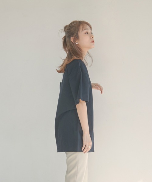 N WITH.（エヌウィズ）の「オーバーレシートTシャツ（Tシャツ/カットソー・レディース・ブラック/ホワイト・FREE）」の5枚目の写真