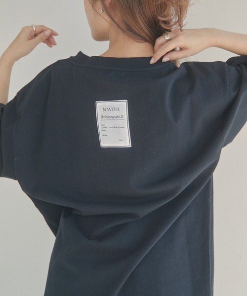 N WITH.（エヌウィズ）の「オーバーレシートTシャツ（Tシャツ/カットソー・レディース・ブラック/ホワイト・FREE）」の6枚目の写真