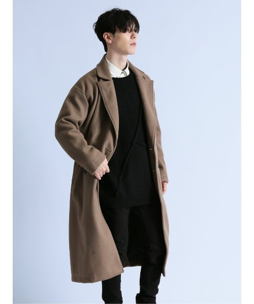 semantic design（セマンティックデザイン）の「セマンティックデザイン ウールライク オーバーサイズ チェスターコート（チェスターコート・メンズ・ベージュ/グリーン系その他/ワインレッド/ブラック・MEDIUM/LARGE/X-LARGE/S）」の9枚目の写真