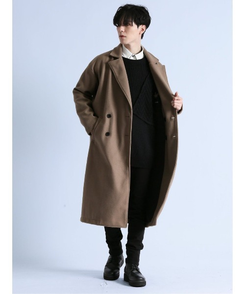 semantic design（セマンティックデザイン）の「セマンティックデザイン ウールライク オーバーサイズ チェスターコート（チェスターコート・メンズ・ベージュ/グリーン系その他/ワインレッド/ブラック・MEDIUM/LARGE/X-LARGE/S）」の16枚目の写真