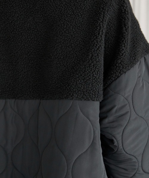 TRIANGLE PALETTE（トライアングルパレット）の「ボア切り替えキルトジャケット / キルティング中綿ブルゾン（ノーカラージャケット・レディース・ブラック×ホワイト/キャメル/ブラック/カーキ/アイボリー/グリーン系その他/ブラウン・FREE）」の19枚目の写真