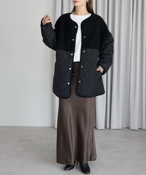 ユーロ古着 異素材 切り替え デザイン A-2 中綿 短丈 ブルゾン ジャケット 90s デザイン 短丈ブルゾン 切り替え スウィングトップ 中綿