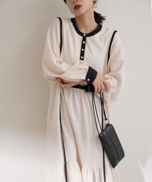 Eimee Law（エイミーロウ）の「トリミングティアードドレス（ワンピース・レディース・アイボリー/ブラック・38）」の8枚目の写真