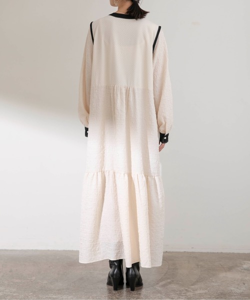 Eimee Law（エイミーロウ）の「トリミングティアードドレス（ワンピース・レディース・アイボリー/ブラック・38）」の20枚目の写真