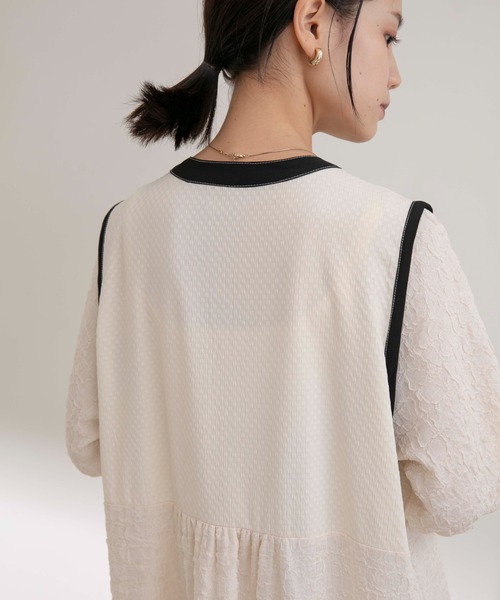 Eimee Law（エイミーロウ）の「トリミングティアードドレス（ワンピース・レディース・アイボリー/ブラック・38）」の21枚目の写真