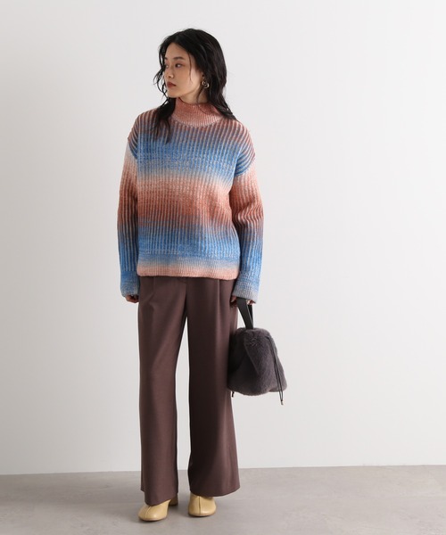 N.(N. Natural Beauty Basic)(エヌエヌナチュラルビューティーベーシック)の「◆グラデーションボーダーハイネックニット(ニット/セーター・レディース・グリーン系その他/ブルー系その他・MEDIUM)」の6枚目の写真