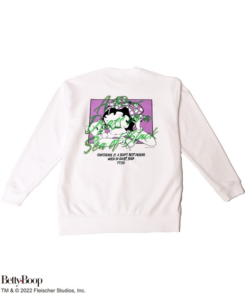 4GEEKS BY SPIRALGIRL（フォーギークスバイスパイラルガール）の「【BETTY BOOP(TM)】リップグロスアート裏毛トップス（スウェット・レディース・ホワイト/ブラック・FREE）」の9枚目の写真