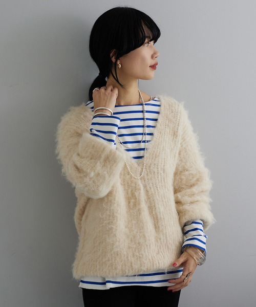 SHENERY（シーナリー）の「サイドスリットボーダーカットソー（Tシャツ/カットソー・レディース・ブラック/ブルー/ピンク/ネイビー/オレンジ・FREE）」の19枚目の写真