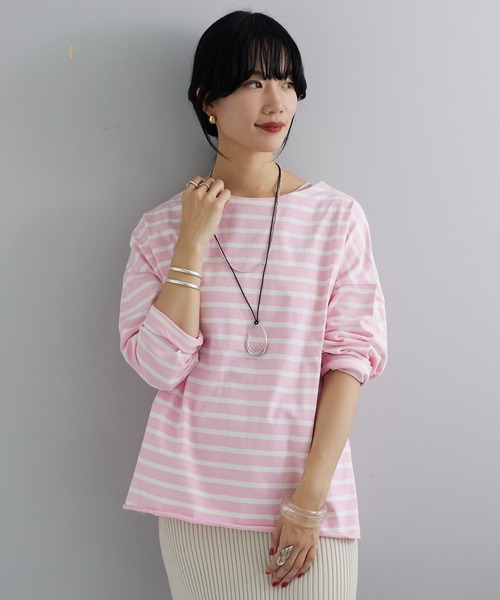 SHENERY（シーナリー）の「サイドスリットボーダーカットソー（Tシャツ/カットソー・レディース・ブラック/ブルー/ピンク/ネイビー/オレンジ・FREE）」の20枚目の写真