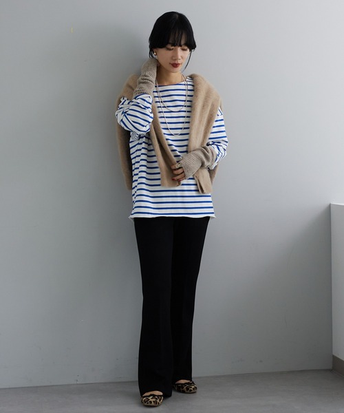 SHENERY（シーナリー）の「サイドスリットボーダーカットソー（Tシャツ/カットソー・レディース・ブラック/ブルー/ピンク/ネイビー/オレンジ・FREE）」の8枚目の写真