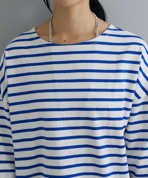 SHENERY（シーナリー）の「サイドスリットボーダーカットソー（Tシャツ/カットソー・レディース・ブラック/ブルー/ピンク/ネイビー/オレンジ・FREE）」の15枚目の写真