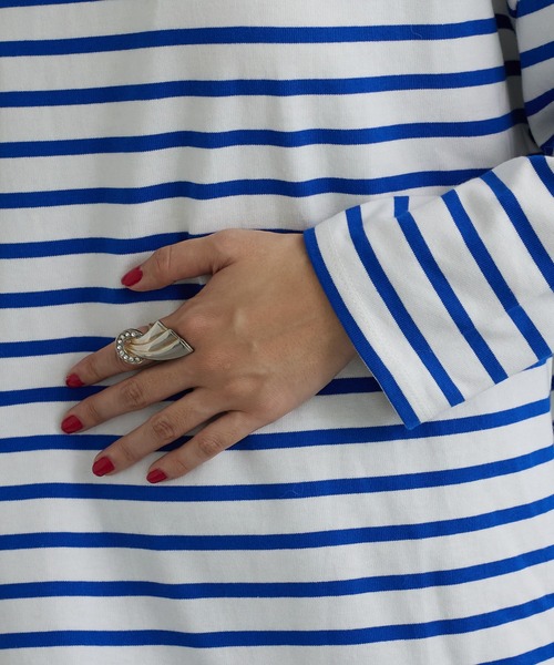 SHENERY（シーナリー）の「サイドスリットボーダーカットソー（Tシャツ/カットソー・レディース・ブラック/ブルー/ピンク/ネイビー/オレンジ・FREE）」の13枚目の写真