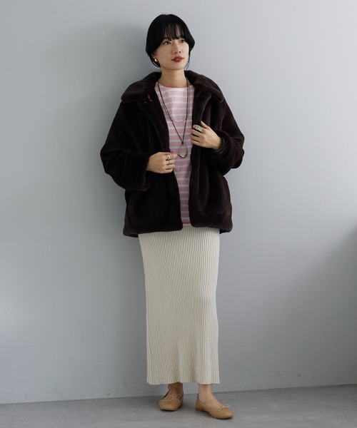 SHENERY（シーナリー）の「サイドスリットボーダーカットソー（Tシャツ/カットソー・レディース・ブラック/ブルー/ピンク/ネイビー/オレンジ・FREE）」の14枚目の写真