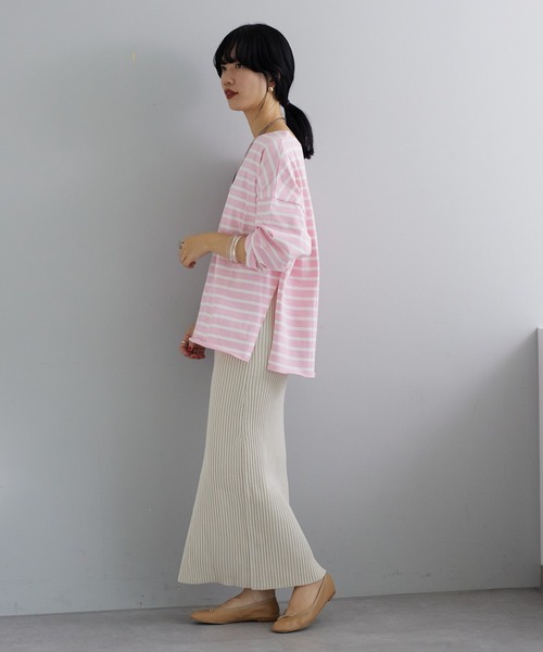 SHENERY（シーナリー）の「サイドスリットボーダーカットソー（Tシャツ/カットソー・レディース・ブラック/ブルー/ピンク/ネイビー/オレンジ・FREE）」の21枚目の写真