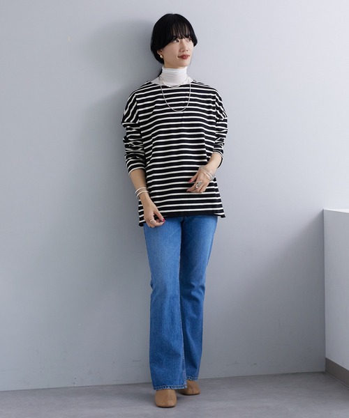 SHENERY（シーナリー）の「サイドスリットボーダーカットソー（Tシャツ/カットソー・レディース・ブラック/ブルー/ピンク/ネイビー/オレンジ・FREE）」の16枚目の写真