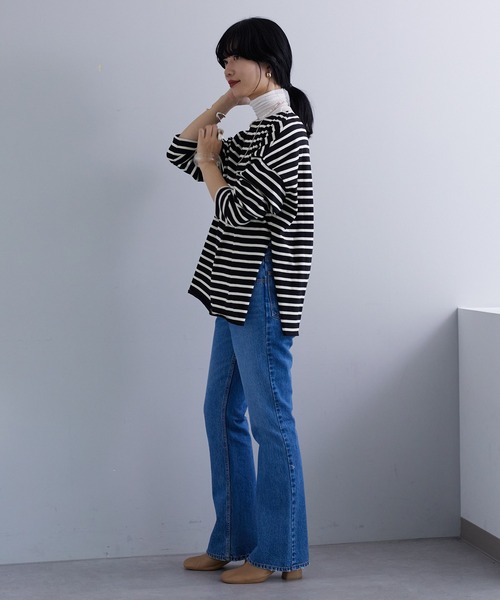 SHENERY（シーナリー）の「サイドスリットボーダーカットソー（Tシャツ/カットソー・レディース・ブラック/ブルー/ピンク/ネイビー/オレンジ・FREE）」の22枚目の写真