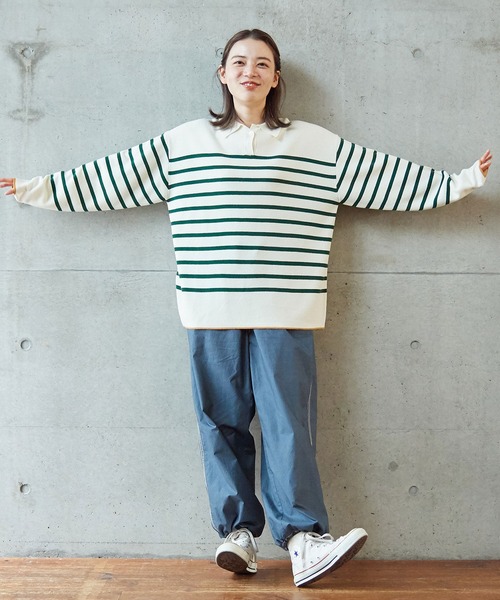 PAR ICI（パーリッシィ）の「チェック/タイプライター 顔料コーティングトレーニングパンツ (セットアップ対応)（その他パンツ・レディース・グレー/サックスブルー/アイボリー・FREE）」の7枚目の写真