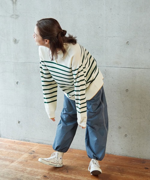 PAR ICI（パーリッシィ）の「チェック/タイプライター 顔料コーティングトレーニングパンツ (セットアップ対応)（その他パンツ・レディース・グレー/サックスブルー/アイボリー・FREE）」の8枚目の写真