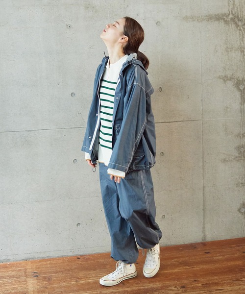 PAR ICI（パーリッシィ）の「チェック/タイプライター 顔料コーティングトレーニングパンツ (セットアップ対応)（その他パンツ・レディース・グレー/サックスブルー/アイボリー・FREE）」の12枚目の写真