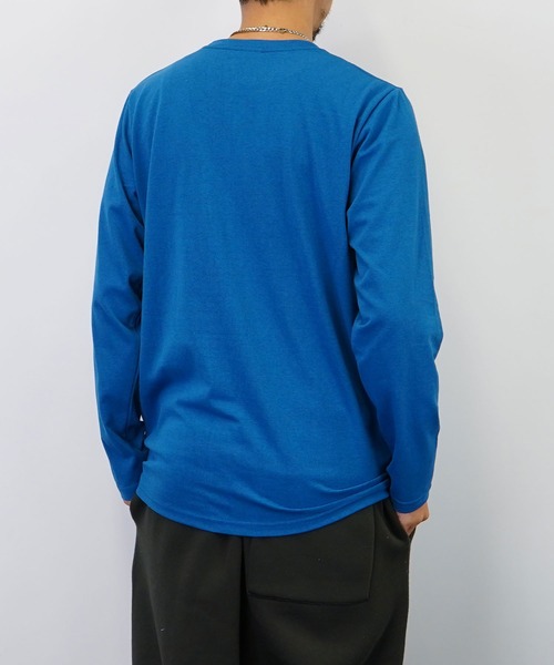 GGD SELECT（ジージーディー　セレクト）の「ロゴプリントロングスリーブTシャツ（Tシャツ/カットソー・メンズ・ブルー/杢グレー/ホワイト系その他2/ブラック/ブラック系その他2/インディゴブルー/ミント/ベージュ/ライトブラック/グリーン/ホワイト/ピンク・M/L/LL）」の21枚目の写真