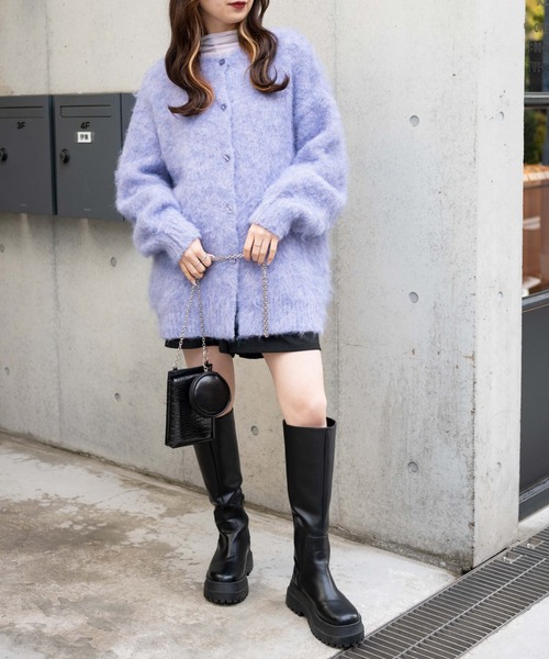 WEGO（ウィゴー）の「WEGO/メランジBIGカーディガン（カーディガン/ボレロ・レディース・ピンク/ブルー/グリーン/パープル・FREE）」の6枚目の写真