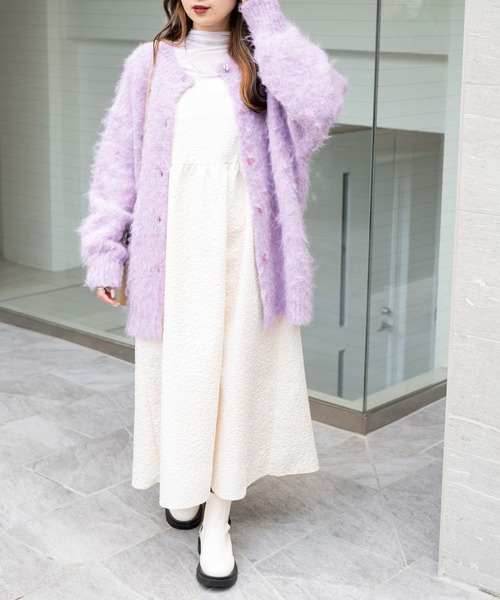 WEGO（ウィゴー）の「WEGO/メランジBIGカーディガン（カーディガン/ボレロ・レディース・ピンク/ブルー/グリーン/パープル・FREE）」の12枚目の写真